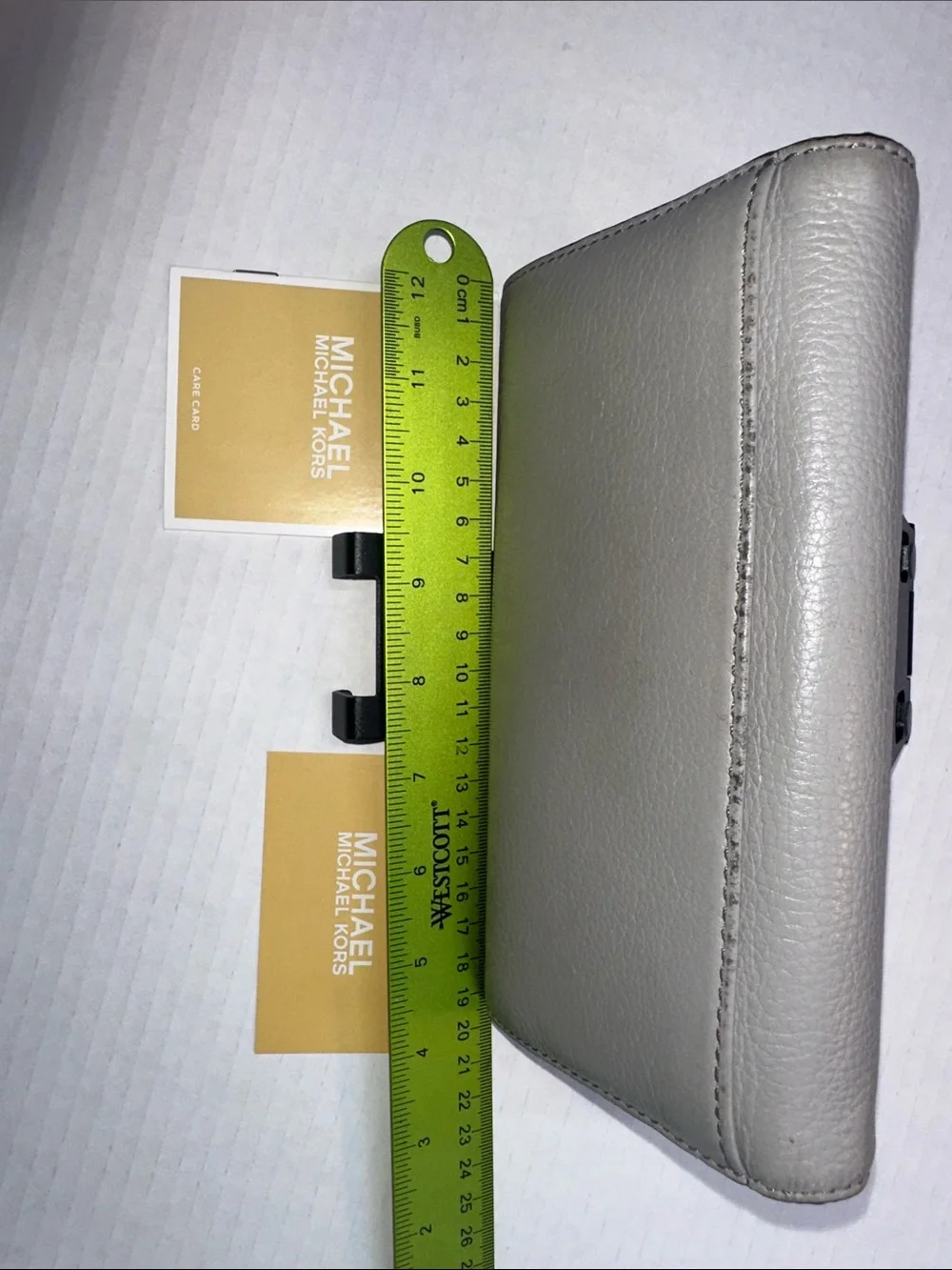 Michael Kors Fulton Gray Pebbled Leather wallet with MK Logo